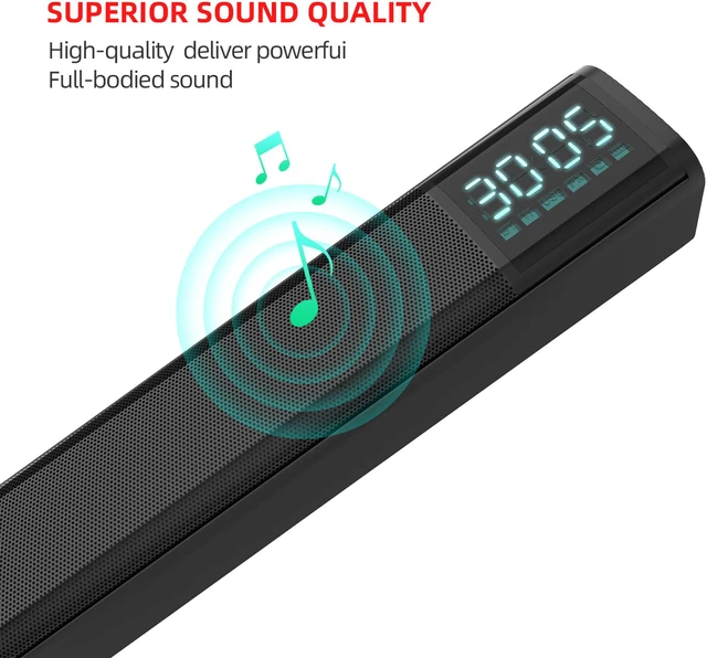 Alt view image 5 of 8 - Rechargeable Wireless Bluetooth 5.0 Speaker TV Sound Bar Theater Surround Subwoofer with Microphone Hands-Free Calls Support TF Card Playback USB AUX-IN