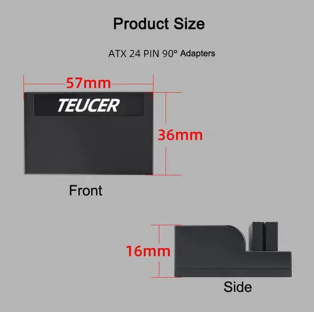 Alt view image 6 of 8 - ATX 24Pin female to 24pin male right angle adapter for desktop PC power supply