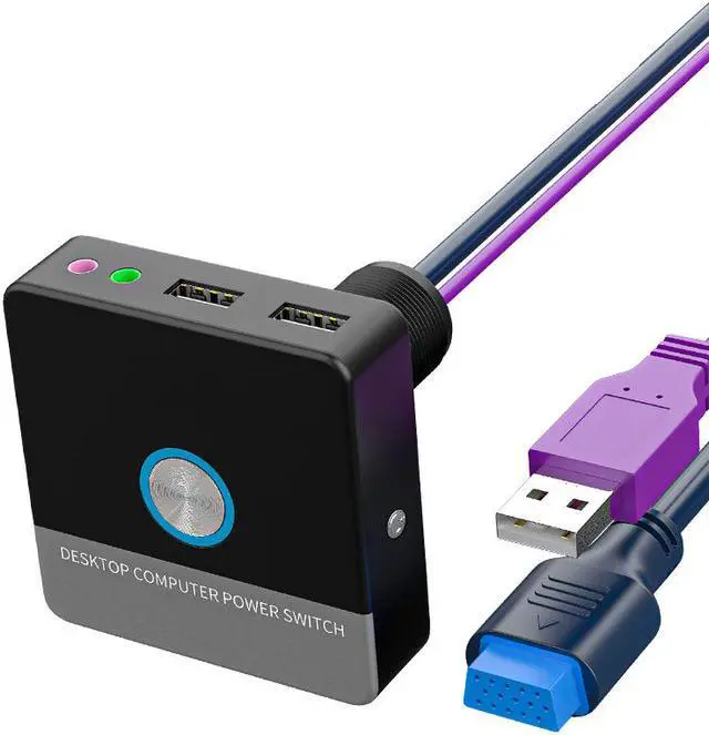 Main image of Desktop Computer Power Switch Motherboard Power Supply Button Switch cables Comb on/off Reset Switch Power LED 2* USB 2* 3.5mm Audio PC Wire Control (Screw Version)