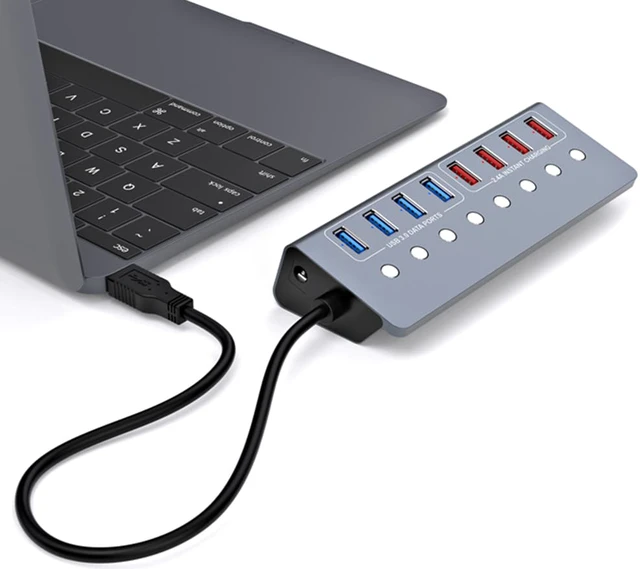 Alt view image 5 of 8 - 8 Port USB 3.0 Splitter 4 Port Extended USB HUB 4 Port Fast Charging Adapter External Power Supply Cable Splitter For PC Laptop