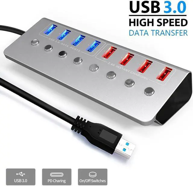 Main image of 8 Port USB 3.0 Splitter 4 Port Extended USB HUB 4 Port Fast Charging Adapter External Power Supply Cable Splitter For PC Laptop