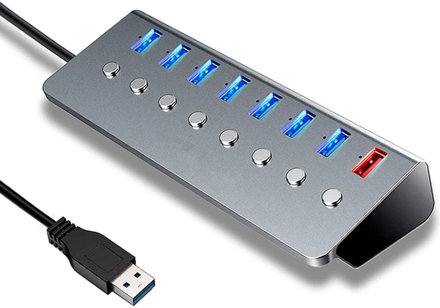 Main image of Aluminum Alloy 8-port USB3.0 Splitter 7 Port Computer Extended USB HUB 1 Port Fast Charging Adapter External 5V3A Power Supply