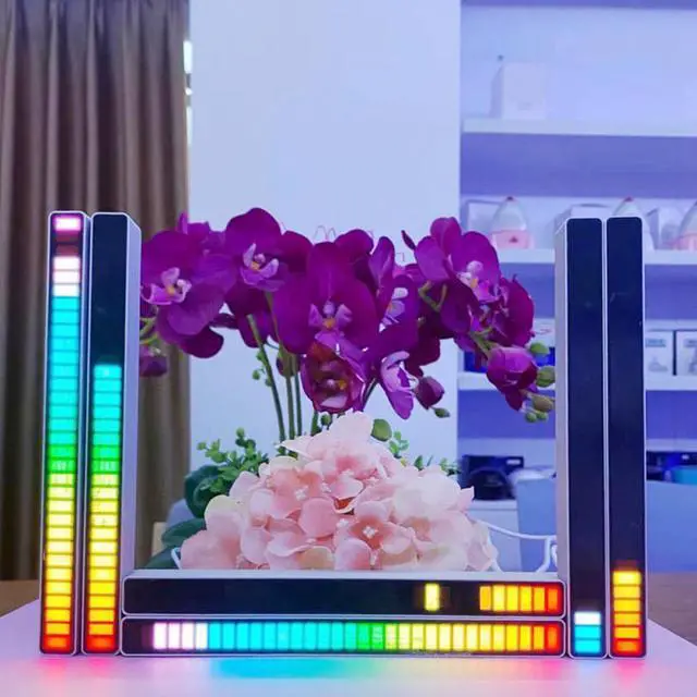 Alt view image 7 of 8 - USB RGB Light Bar Music Rhythm Light Voice Activated Sound Control Pick Up 32 LEDs 4 Brightness 18 Colors for Desktop Vehicle Decor Car Atmosphere Ambient Recreation