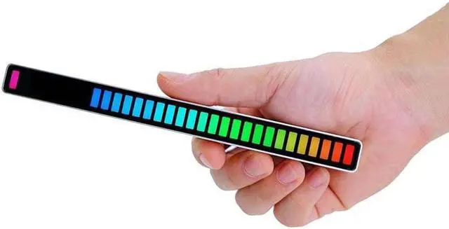 Alt view image 2 of 8 - USB RGB Light Bar Music Rhythm Light Voice Activated Sound Control Pick Up 32 LEDs 4 Brightness 18 Colors for Desktop Vehicle Decor Car Atmosphere Ambient Recreation