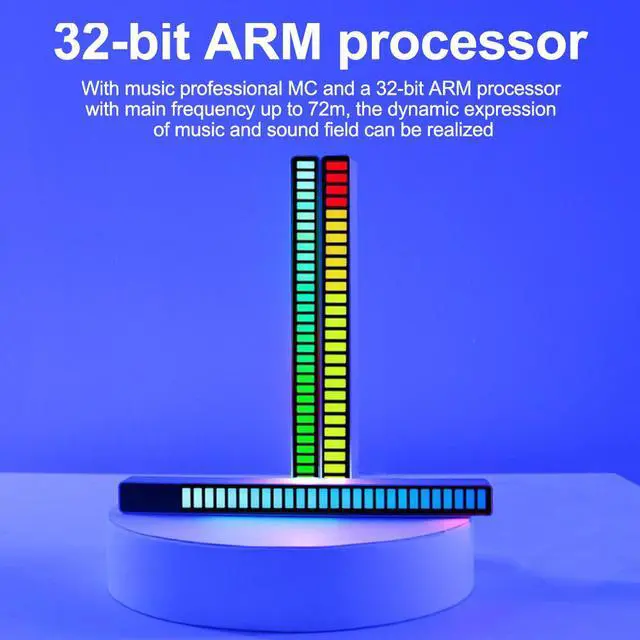 Alt view image 4 of 8 - USB RGB Light Bar Music Rhythm Light Voice Activated Sound Control Pick Up 32 LEDs 4 Brightness 18 Colors for Desktop Vehicle Decor Car Atmosphere Ambient Recreation
