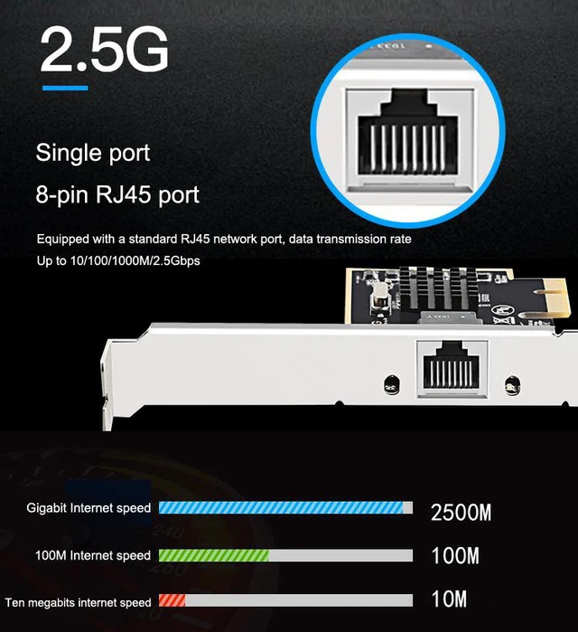 Alt view image 5 of 8 - RTL8152 Chipset Gaming PCIE Card PCI Express 2500Mbps Gigabit Network Card 100/1000M/ 2.5G RJ45 PCIe Network Adapter
