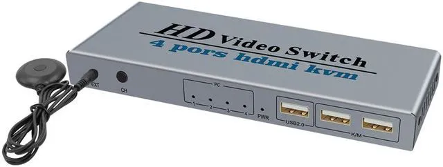 Alt view image 2 of 8 - 4 Ports HDMI KVM Switch 4 IN 1 Out HDMI Switcher Splitter for Sharing Monitor Keyboard Mouse Adaptive EDID/HDCP Decryption