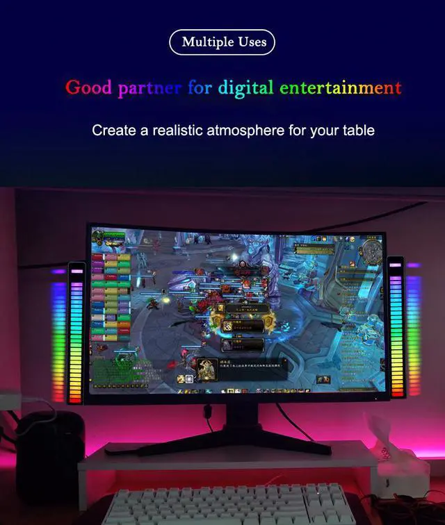 Alt view image 6 of 8 - Voice Control LED Light Bar 32 Colorful Lamp Pickup Sound Control Rhythm Light with Sensitive Microphone