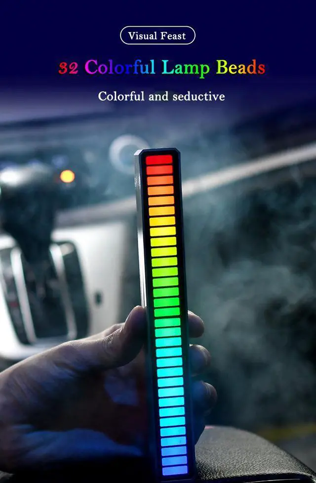 Alt view image 4 of 8 - Voice Control LED Light Bar 32 Colorful Lamp Pickup Sound Control Rhythm Light with Sensitive Microphone