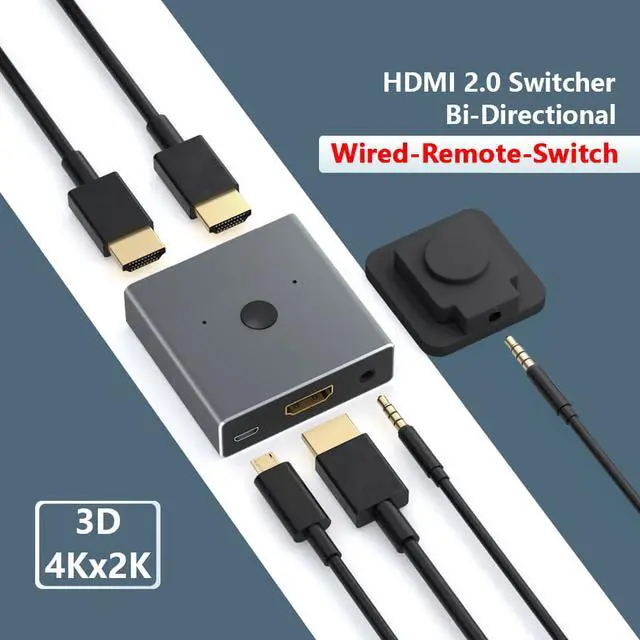 Alt view image 2 of 8 - HDMI 2.0 Switch Splitter Adapter 1x2/2x1 2ports Switcher Mini 1 IN 2 OUT Splitter 2 IN1 OUT Switch Wired Control HD 2.0 4K For XBOX 360 PS4 Smart Android HDTV