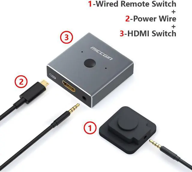 Alt view image 7 of 8 - HDMI 2.0 Switch Splitter Adapter 1x2/2x1 2ports Switcher Mini 1 IN 2 OUT Splitter 2 IN1 OUT Switch Wired Control HD 2.0 4K For XBOX 360 PS4 Smart Android HDTV