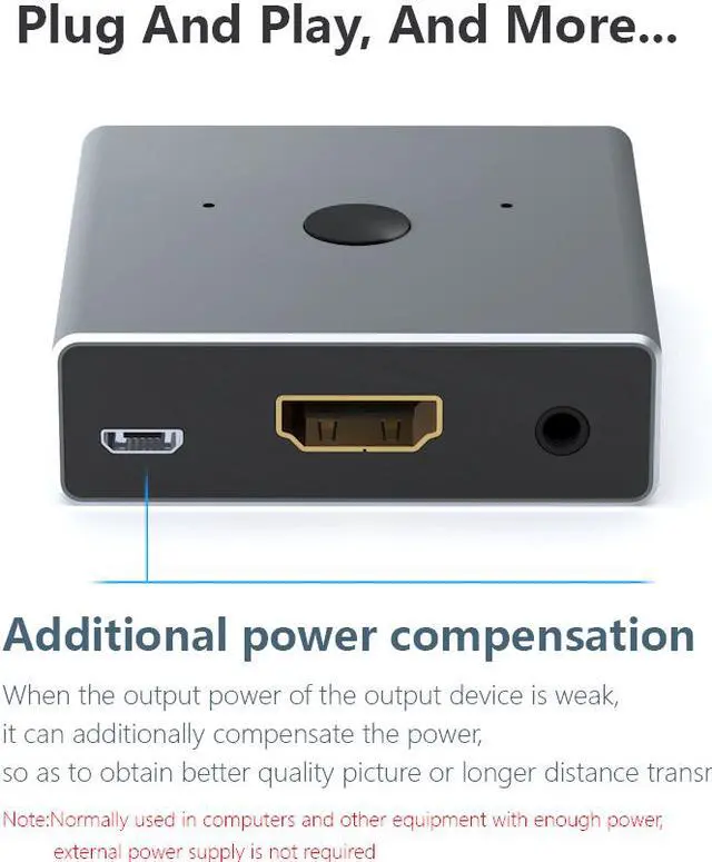 Alt view image 5 of 8 - HDMI 2.0 Switch Splitter Adapter 1x2/2x1 2ports Switcher Mini 1 IN 2 OUT Splitter 2 IN1 OUT Switch Wired Control HD 2.0 4K For XBOX 360 PS4 Smart Android HDTV
