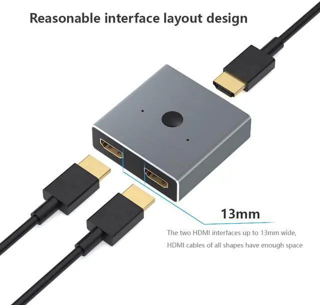Alt view image 6 of 8 - HDMI 2.0 Switch Splitter Adapter 1x2/2x1 2ports Switcher Mini 1 IN 2 OUT Splitter 2 IN1 OUT Switch Wired Control HD 2.0 4K For XBOX 360 PS4 Smart Android HDTV