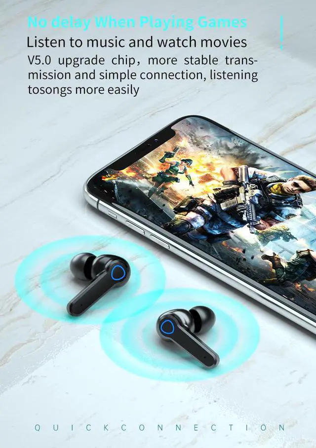 Alt view image 7 of 8 - TWS Bluetooth 5.0 Wireless Stereo Earphones Earbuds Waterproof Headphone Headset With Charging Case