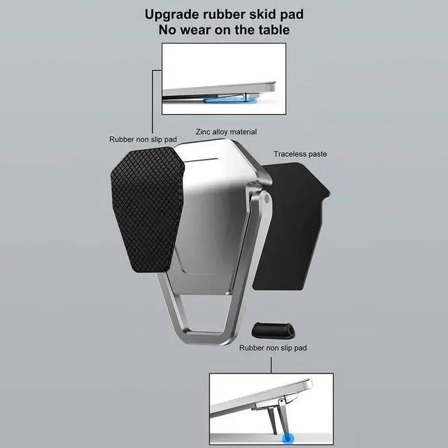Alt view image 3 of 8 - 2 Pack Laptop Computer Metal Stealth Bracket, Ergonomic Laptops Elevator for Desk, Flat Support Frame Notebook Raised Cooling Bracket