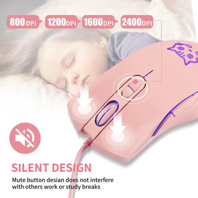 Alt view image 2 of 7 - LUNA Cat Party Gaming Mouse USB Wired Lovely Mouse for Windows Macos Android 2400DPI