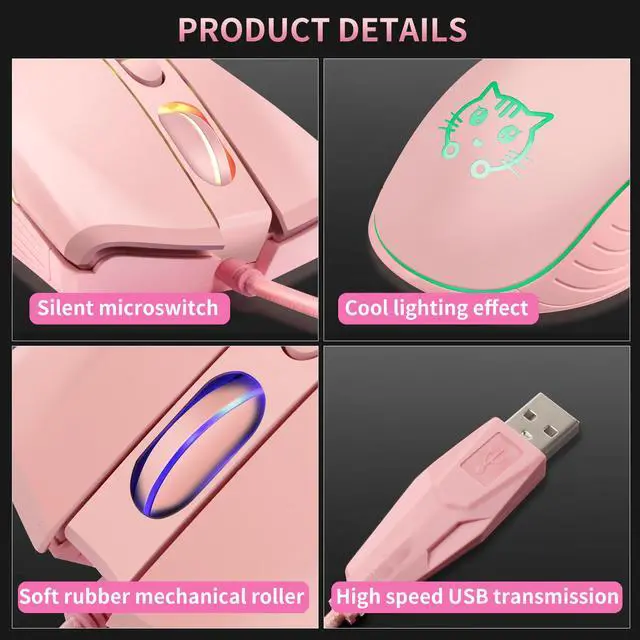 Alt view image 4 of 7 - LUNA Cat Party Gaming Mouse USB Wired Lovely Mouse for Windows Macos Android 2400DPI