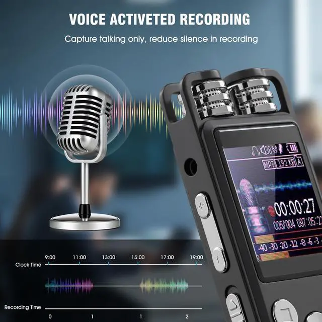 Alt view image 7 of 8 - 16G Professional Voice Activated Digital Audio Voice Recorder USB Pen Non-Stop 80hr Recording PCM Support TF-Card