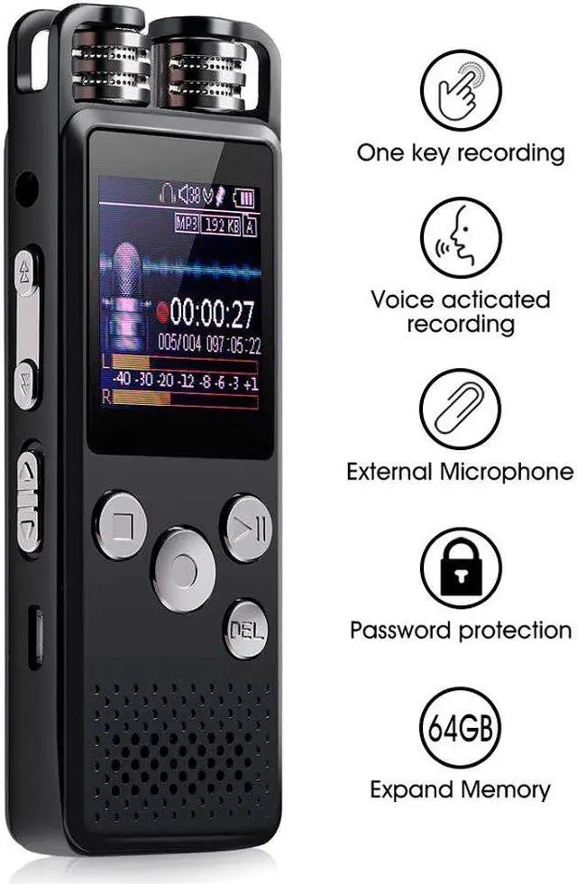 Alt view image 4 of 8 - 16G Professional Voice Activated Digital Audio Voice Recorder USB Pen Non-Stop 80hr Recording PCM Support TF-Card