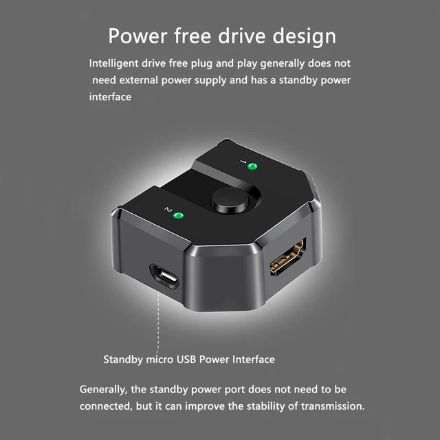 Alt view image 2 of 8 - 2 In 1 Out Selector Switch Video Distributor Splitter Plug And Play Full HD Office Stable 3D 4K ABS Bi-directional Sharing