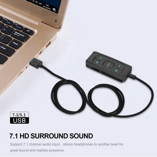 Alt view image 2 of 7 - External USB to 3.5mm AUX Sound Card Adapter with Microphone 7.1 Audio Adapter 3D Antimagnetic Audio Headset Microphone Jack For Laptop PC/PS4/PS5
