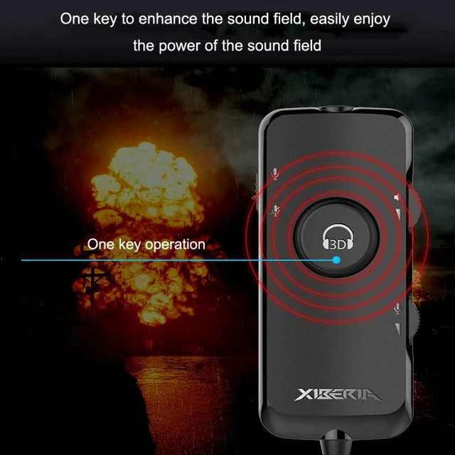 Alt view image 5 of 7 - XIBERIA USB External Sound Card 3.5mm Soundcard Adapter Microphone Volume Adjustable 3.5 to USB 7.1 Channel 3D Sound for Desktop Computer Gaming Headset