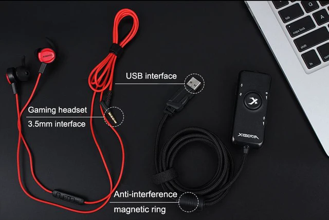 Alt view image 6 of 7 - XIBERIA USB External Sound Card 3.5mm Soundcard Adapter Microphone Volume Adjustable 3.5 to USB 7.1 Channel 3D Sound for Desktop Computer Gaming Headset