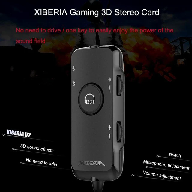 Alt view image 3 of 7 - XIBERIA USB External Sound Card 3.5mm Soundcard Adapter Microphone Volume Adjustable 3.5 to USB 7.1 Channel 3D Sound for Desktop Computer Gaming Headset