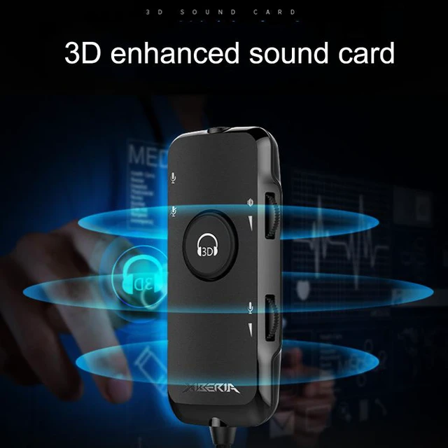 Alt view image 4 of 7 - XIBERIA USB External Sound Card 3.5mm Soundcard Adapter Microphone Volume Adjustable 3.5 to USB 7.1 Channel 3D Sound for Desktop Computer Gaming Headset