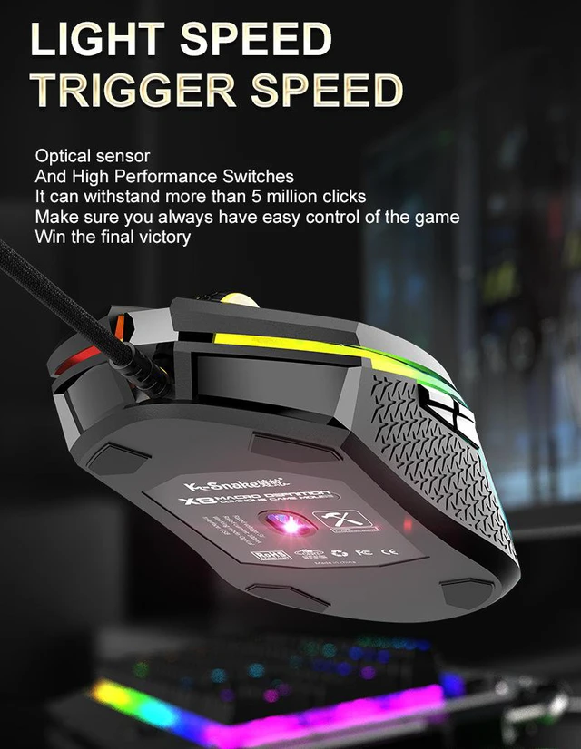 Alt view image 5 of 8 - New USB Wired Gaming Mouse Computer 3200 DPI 6 Buttons Mice Online Games Competitive Hollow Lightweight RGB Mouse Ergonomics Honeycomb Mat