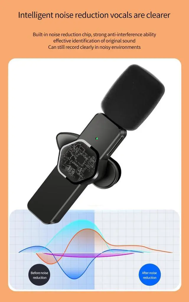 Alt view image 4 of 7 - Wireless Lavalier Microphone Portable Audio Video Recording Mini Microphone For IPhone Android Phone Live Broadcast Gaming Mic (Type- c version)