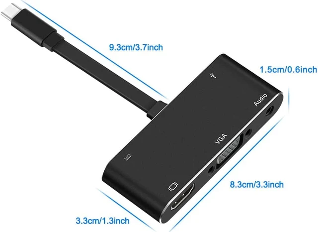 Alt view image 7 of 8 - USB C to HDMI VGA Adapter, Type C Hub Adapter with 4K USB C to HDMI, USB C to VGA, USB 3.0 Port, Audio and Charging Port Compatible with Samsung S9/S8/Note 9/8/Apple MacBook/Nintendo Switch