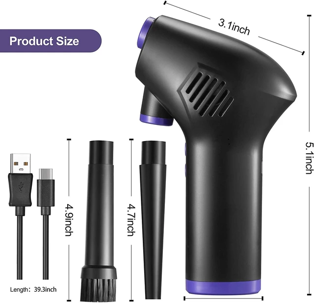 Alt view image 5 of 8 - Portable Cordless Air Duster USB Rechargeable Handheld Deep Cleaning Tool Air Blower Duster Vacuum Cleaner for Computer Laptop Keyboard Electronics for Camera