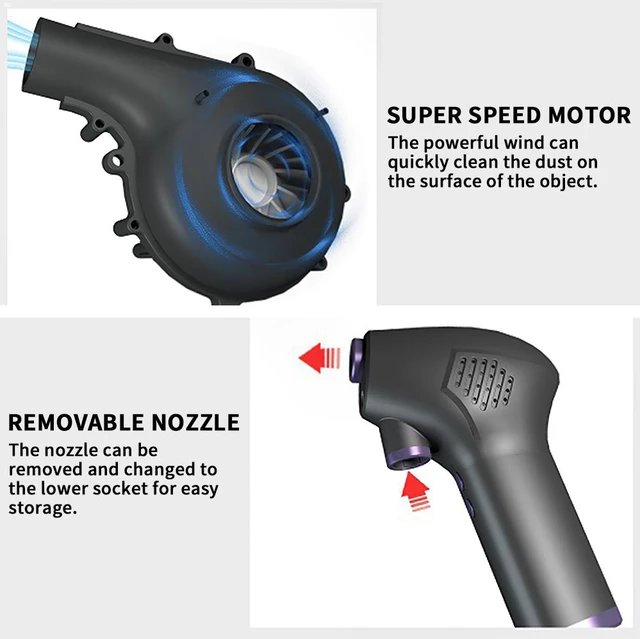 Alt view image 3 of 8 - Portable Cordless Air Duster USB Rechargeable Handheld Deep Cleaning Tool Air Blower Duster Vacuum Cleaner for Computer Laptop Keyboard Electronics for Camera
