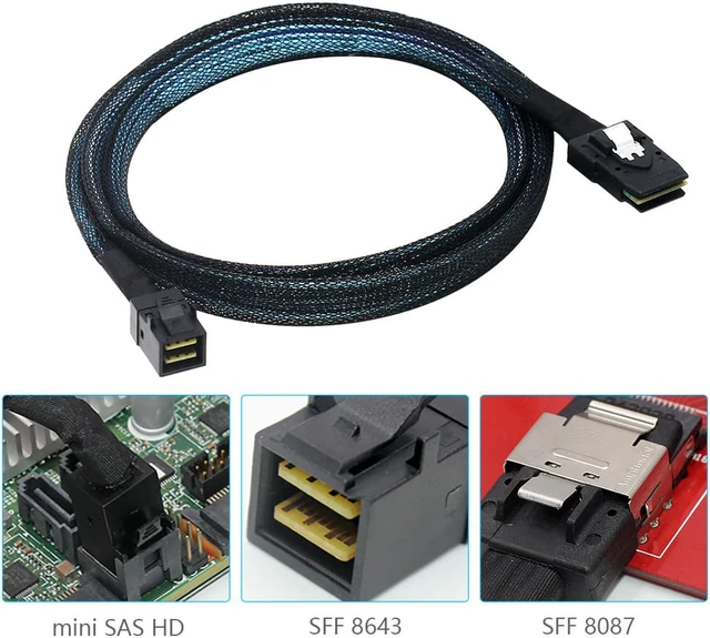 Alt view image 6 of 7 - 2 Pack Internal Mini SAS HD SFF-8643 to Mini SAS SFF-8087 Cable MiniSAS HD Cable (1.64ft)