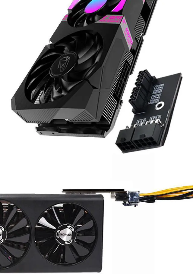 Alt view image 6 of 7 - 2 PACK GPU Graphics Card Power Connector (90° Turning) N Card A Card Power Steering Connector 8+8p to 6+8p Power Supply Adapter Board ( 1 Positive 1 negative)