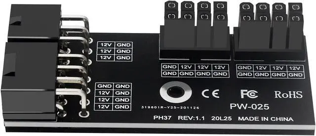 Alt view image 2 of 7 - 2 PACK GPU Graphics Card Power Connector (90° Turning) N Card A Card Power Steering Connector 8+8p to 6+8p Power Supply Adapter Board ( 1 Positive 1 negative)