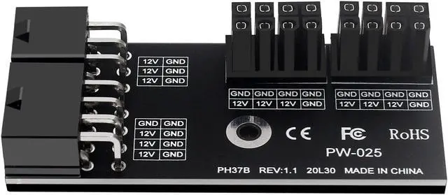 Alt view image 3 of 7 - 2 PACK GPU Graphics Card Power Connector (90° Turning) N Card A Card Power Steering Connector 8+8p to 6+8p Power Supply Adapter Board ( 1 Positive 1 negative)