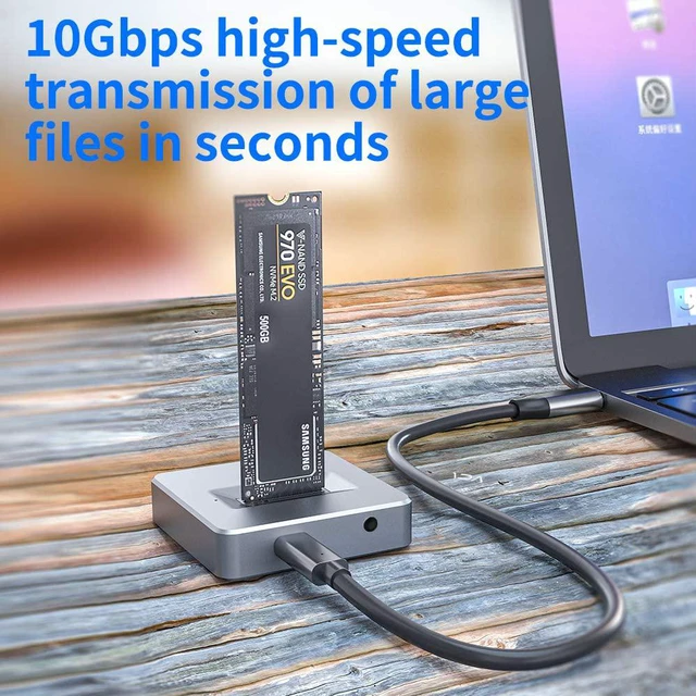 Alt view image 5 of 7 - Type-c to NVME Enclosure Docking Station USB 3.1 Gen 2 For SSD, USB to M2 SSD Key M Heat Sink included