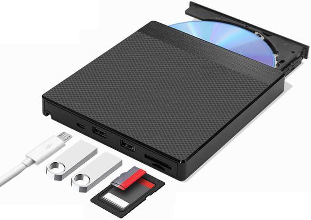 2 In 1 USB External Optical Drive Portable External Type-C CD Burner High  Speed CD/DVD Player TF/SD Card Reader For Windows Linux Mac