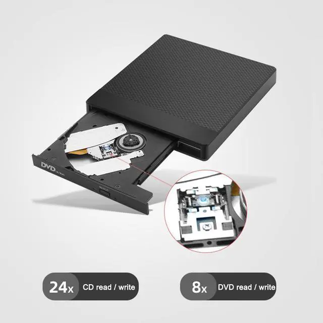 Alt view image 2 of 8 - 2 In 1 USB External Optical Drive Portable External Type-C CD Burner High Speed CD/DVD Player TF/SD Card Reader For Windows Linux Mac