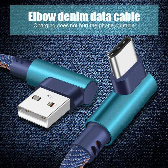 Alt view image 2 of 8 - 3.28ft/1m 6.56ft/2m Type C 90 Degree Right Angle USB C 3.1 Fast Data Sync Charging Charger Cable USB A to C Male