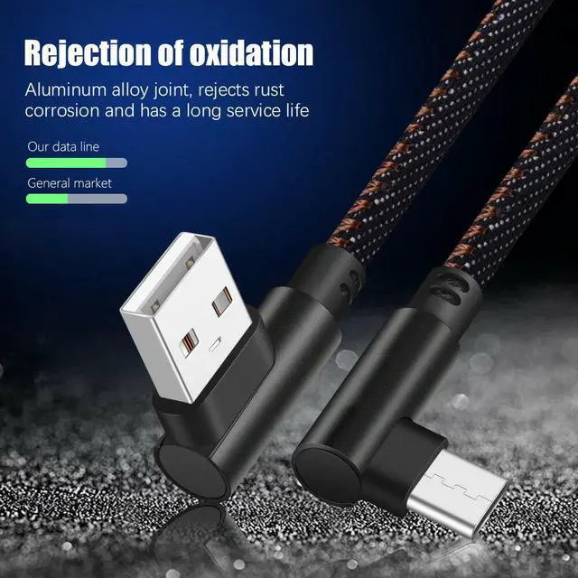 Alt view image 3 of 8 - 3.28ft/1m 6.56ft/2m Type C 90 Degree Right Angle USB C 3.1 Fast Data Sync Charging Charger Cable USB A to C Male