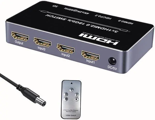 Main image of 3 In 1 Out 4K HDMI Switcher 3840x2160@60hz HDMI 2.0 Switch Selector for Laptop TV Box PS3 PS4 DVD