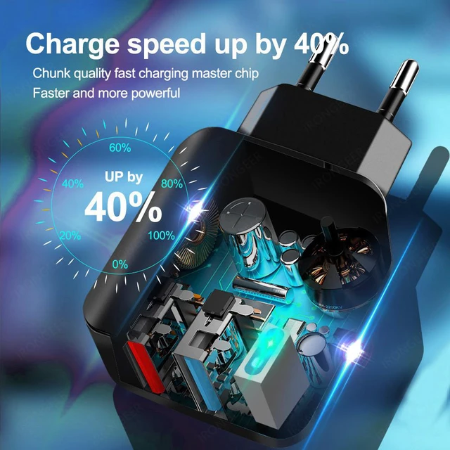 Alt view image 3 of 8 - 2-Port USB Quick Charge 3.0 Technology Fast Charging Charger US Plug Standard 28W DUAL USB Charger for Iphone Xiaomi