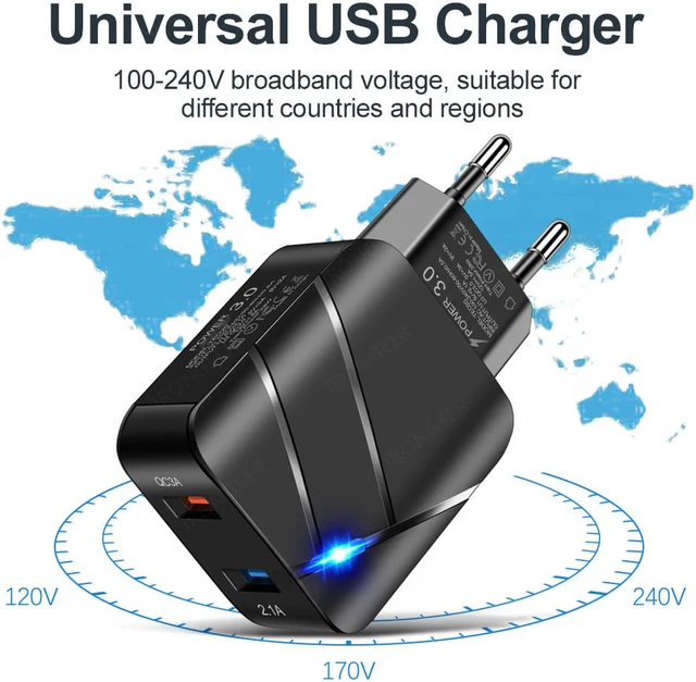 Alt view image 5 of 8 - 2-Port USB Quick Charge 3.0 Technology Fast Charging Charger US Plug Standard 28W DUAL USB Charger for Iphone Xiaomi