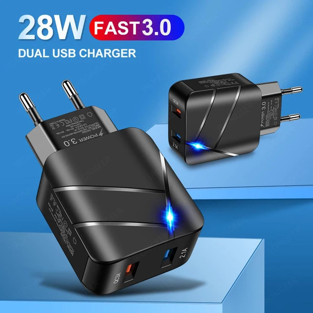 Alt view image 2 of 8 - 2-Port USB Quick Charge 3.0 Technology Fast Charging Charger US Plug Standard 28W DUAL USB Charger for Iphone Xiaomi