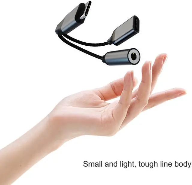 Alt view image 4 of 8 - Type C to 3.5mm Charge Audio Adapter 2 In 1 USB C Splitter Headphone AUX Audio Cable Charging and Listen to Songs