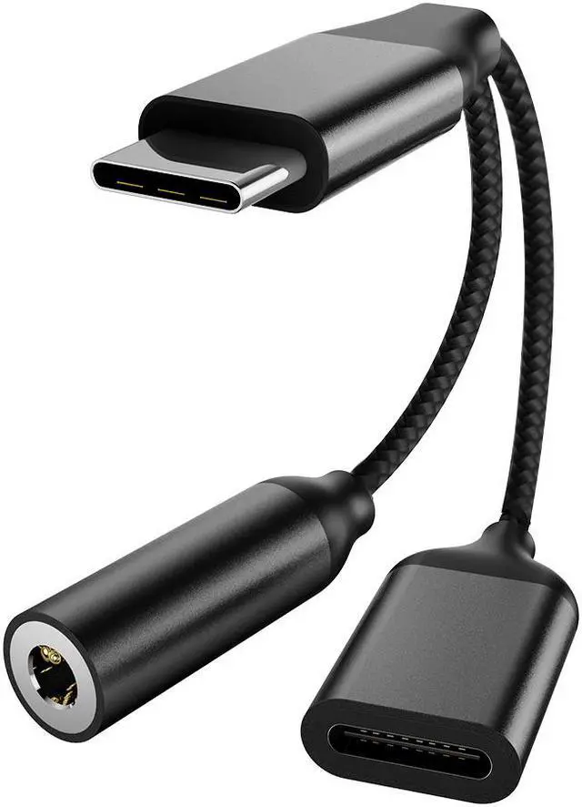 Main image of Type C to 3.5mm Charge Audio Adapter 2 In 1 USB C Splitter Headphone AUX Audio Cable Charging and Listen to Songs