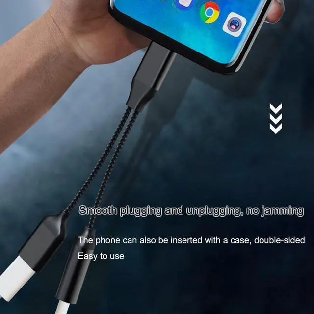 Alt view image 6 of 8 - Type C to 3.5mm Charge Audio Adapter 2 In 1 USB C Splitter Headphone AUX Audio Cable Charging and Listen to Songs
